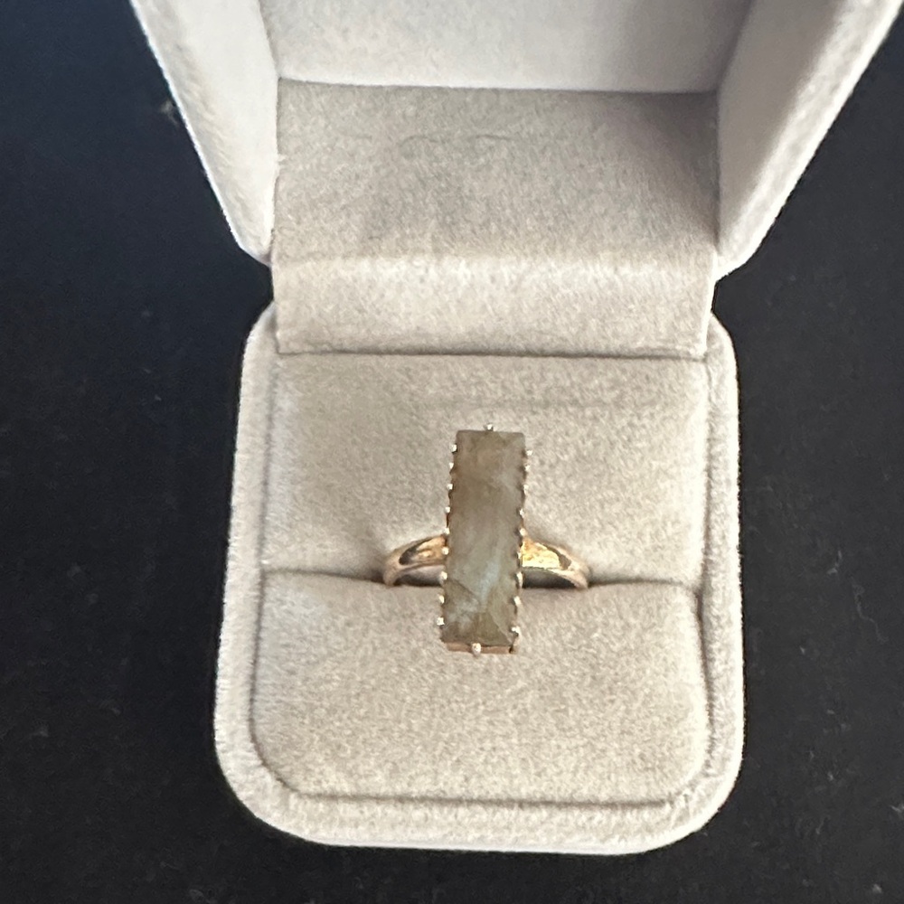 Elegant Gold plated Ring with grey Labradorite Stone